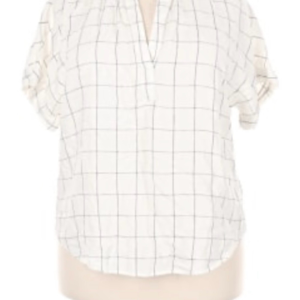 A New Day White Grid Blouse